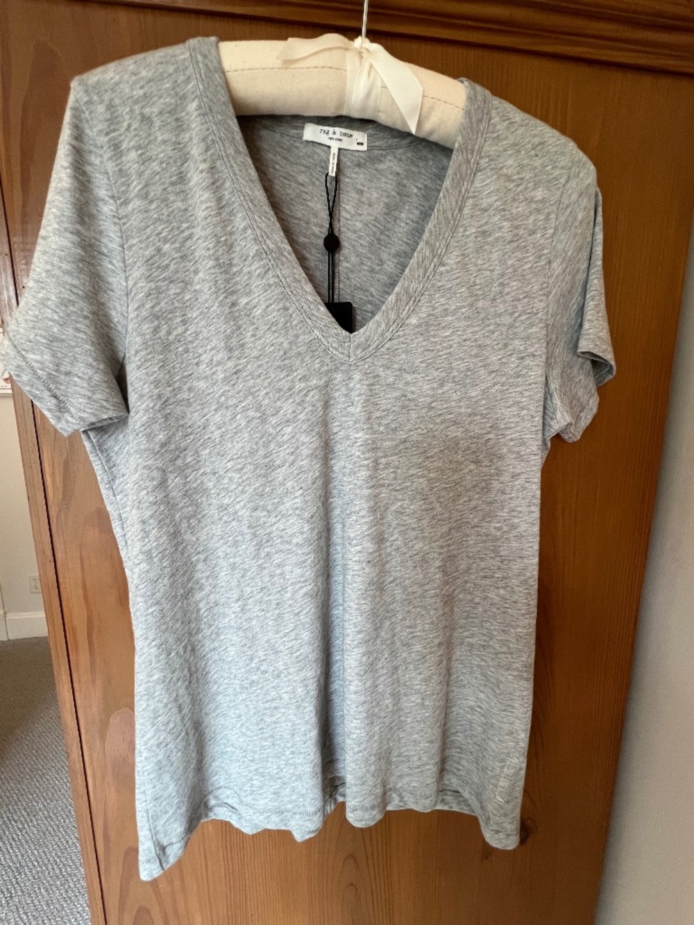 Rag & Bone The Slub Vee Tee, Heather Gray, Size M, NWT